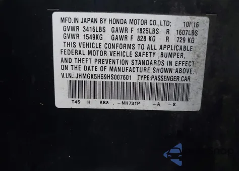 2017 Honda Fit Lx from USA, damaged, VIN JHMGK5H59HS007601